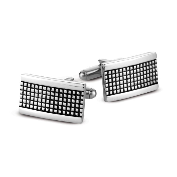 Stainless steel cufflinks with black detailing