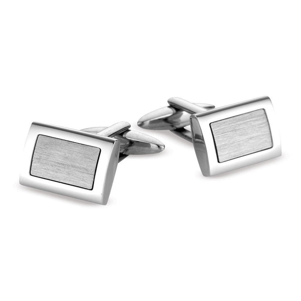 Stainless steel cufflinks with shiny and matte finish