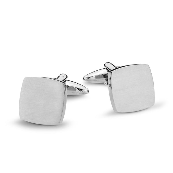 Stainless steel cufflinks with brushed finish